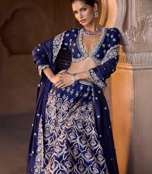 Purple Raw Silk Lehenga Set